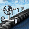 Aqua Buddy Pool Cover 600 Micron 9.5x5m w/ Roller 5.55m Swimming Pools Black Solar Blanket