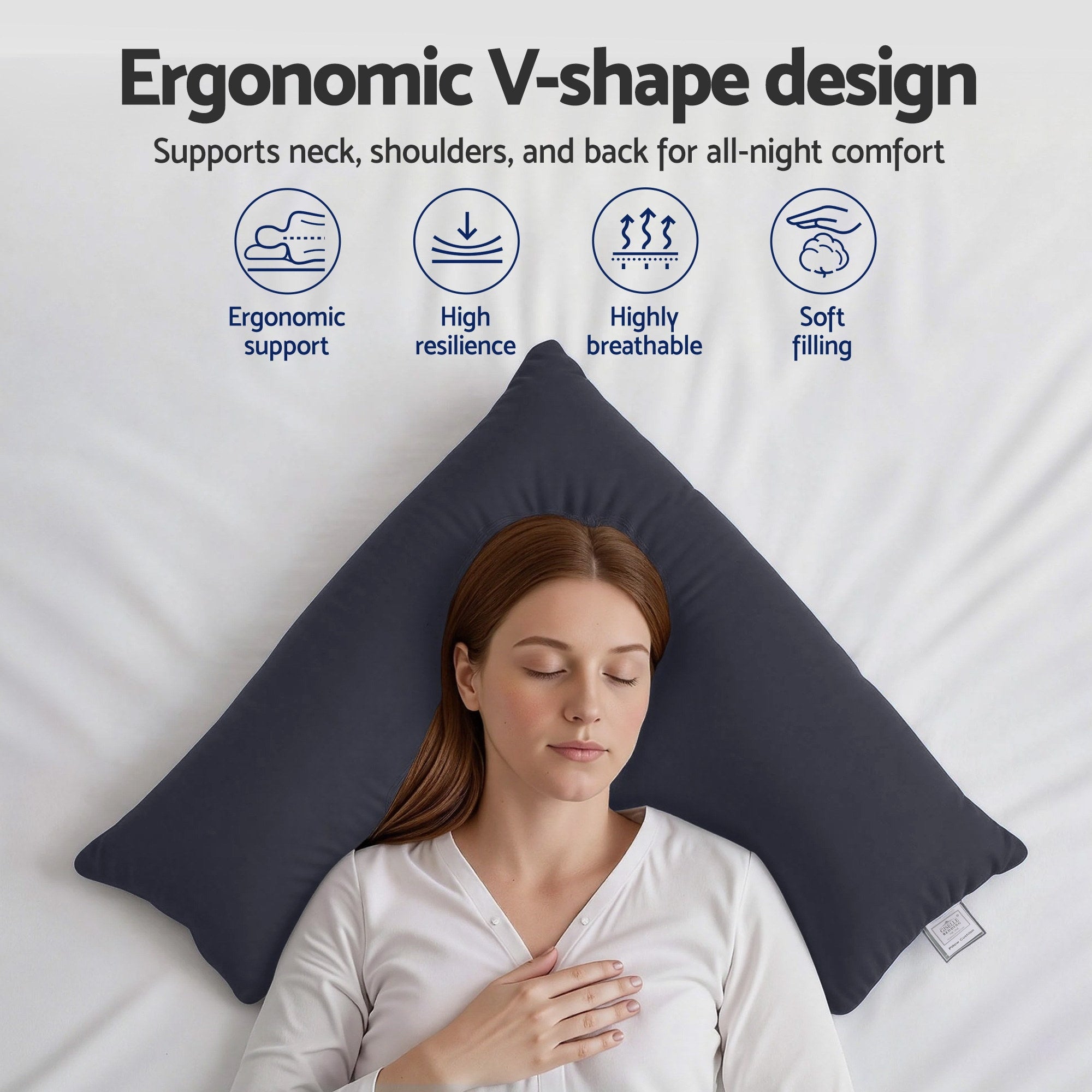 Giselle V Shape Pillow Boomerang Nursing Body Cushion Grey