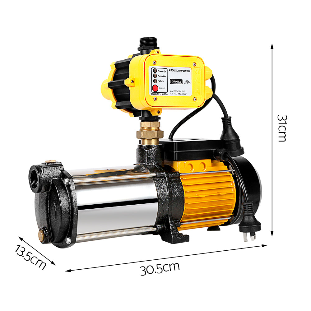 Giantz Garden Water Pump High Pressure 1100-2000W MAX 4-Stage Tank Irrigation Yellow