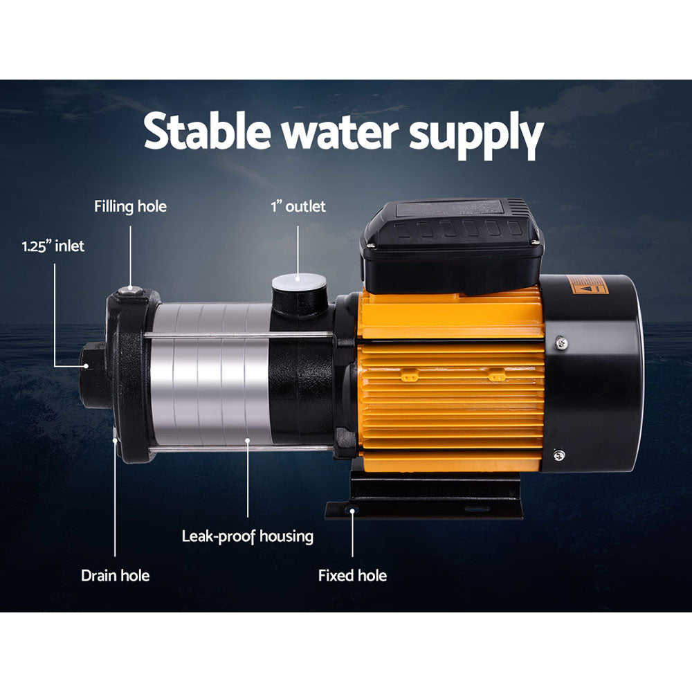 Giantz Garden Water Pump High Pressure 2500W Max. 6-Stage Tank Irrigation Black