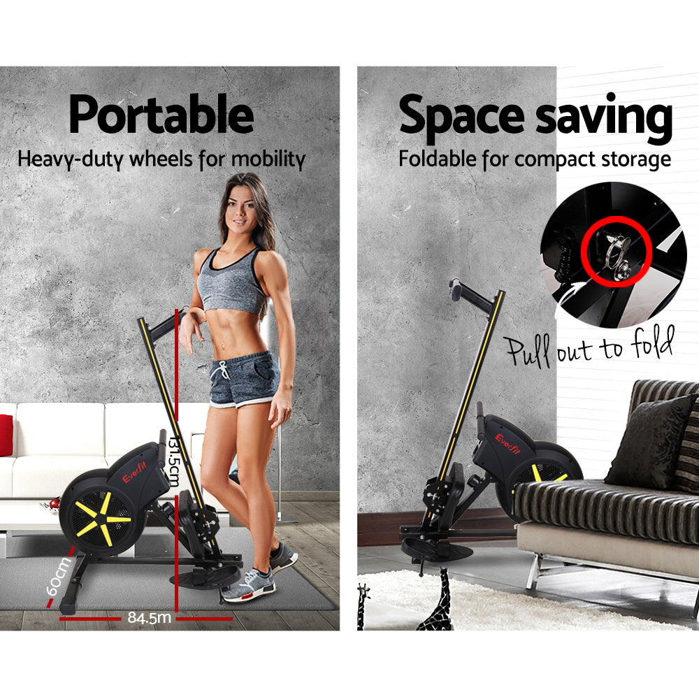 Everfit Rowing Machine Air Rower Exercise Fitness Gym Home Cardio