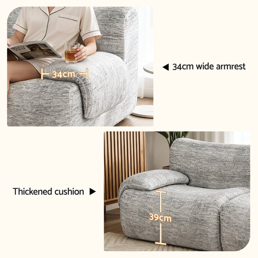 Artiss 2 Seater Sofa Modular Sectional Sofas Couch Bed No Assembly Living Room Grey