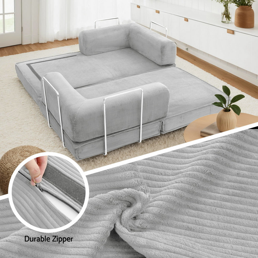 Artiss Convertible Folding Sofa Bed Grey