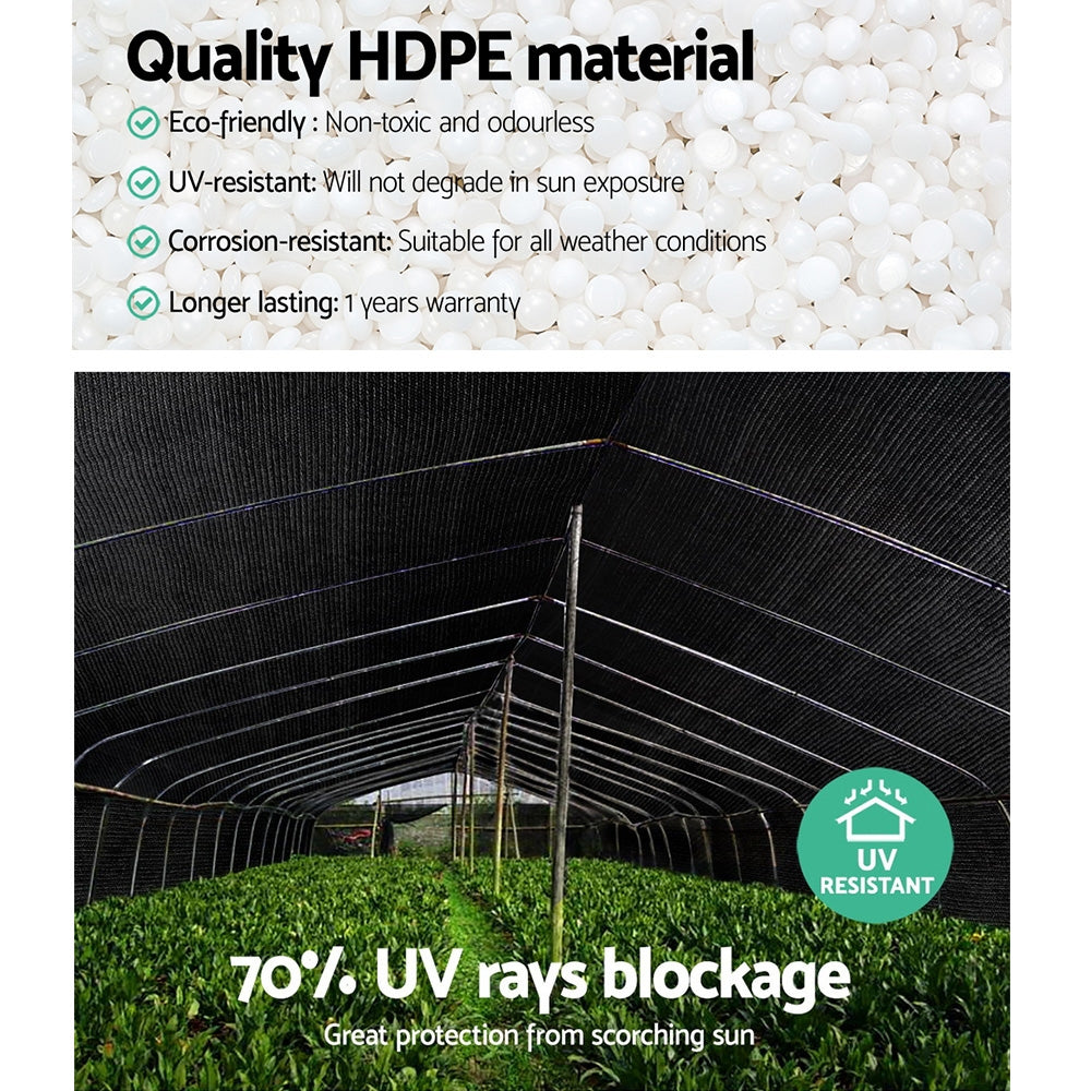 Instahut 70% Shade Cloth 1.83x50m Shade Cloth Sail Heavy Duty Shadecloth Garden Mesh Roll BK