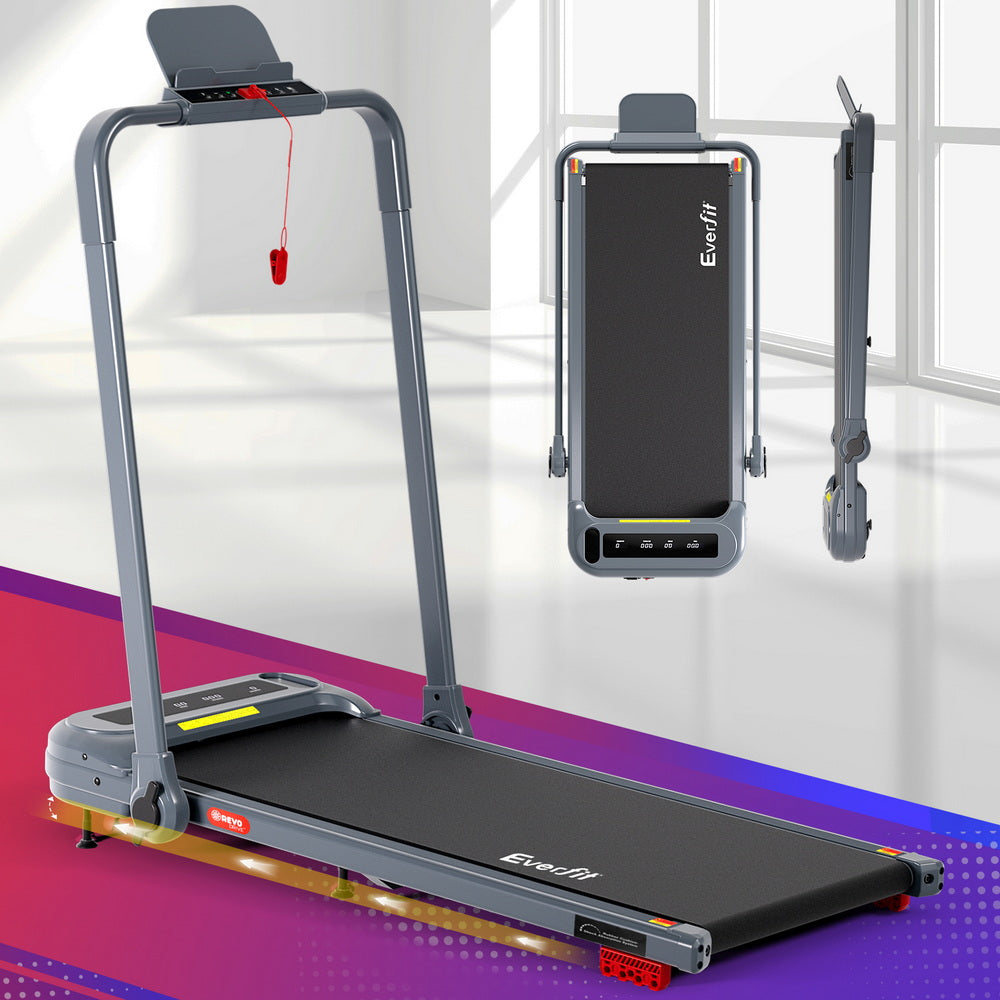 Everfit Treadmill Electric Walking Pad with Incline Foldable for Home Gym Grey