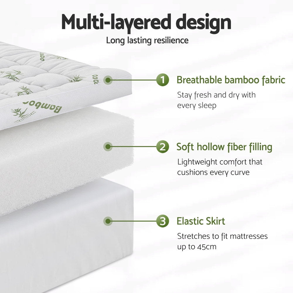 Giselle Mattress Topper 11cm Pillowtop toppers Bamboo King