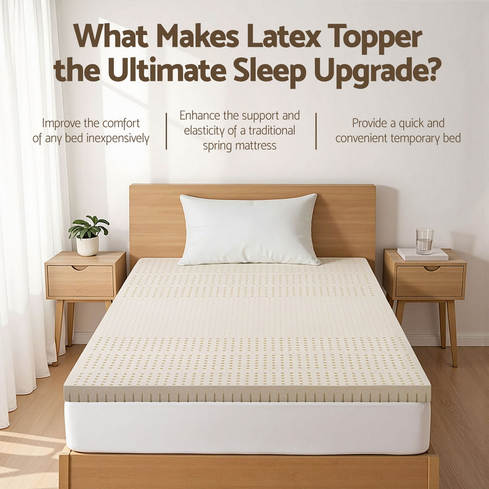 Giselle Bedding Latex Mattress Topper 7.5cm King Single