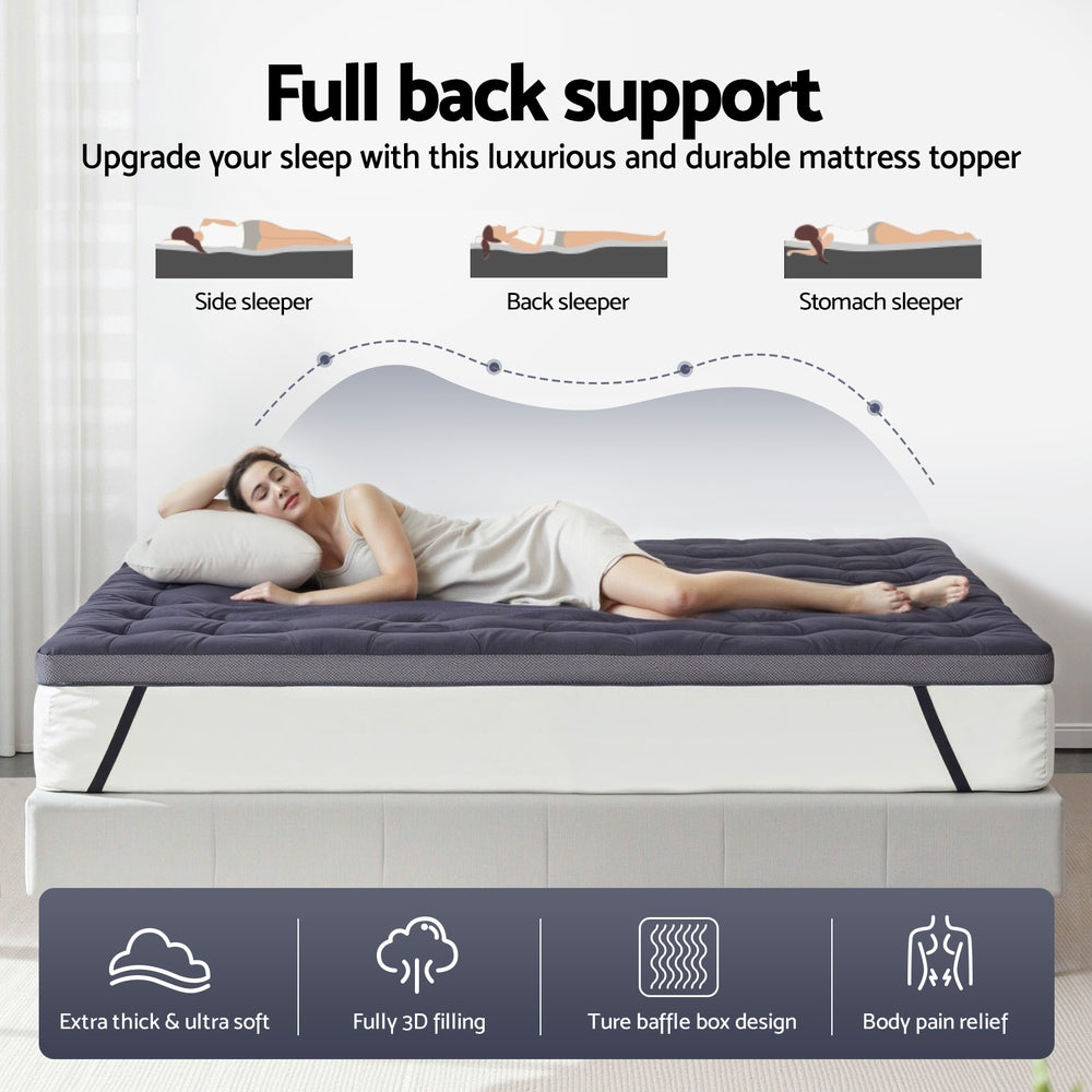 Giselle 5cm Mattress Topper Pillowtop toppers Bamboo Charcoal King