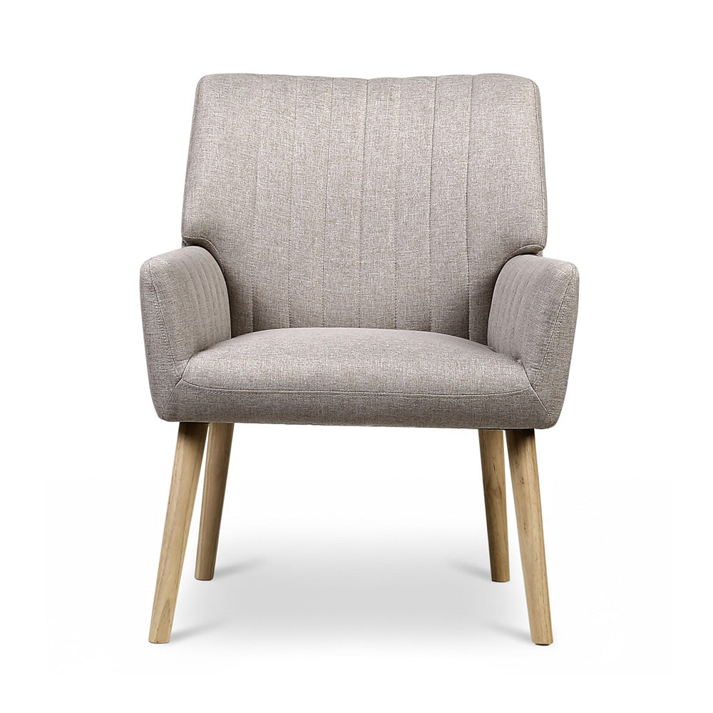 Artiss 2X Armchair Faux Fabric Beige