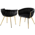 1 Set of 2 Artiss Dining Chairs Velvet Armchair Black