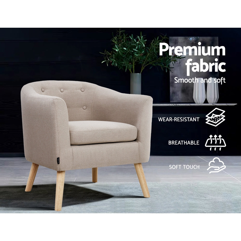 Artiss Armchair Tub Chair Beige Adora