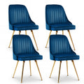 Artiss Dining Chairs Set of 4 Velvet Channel Tufted Blue