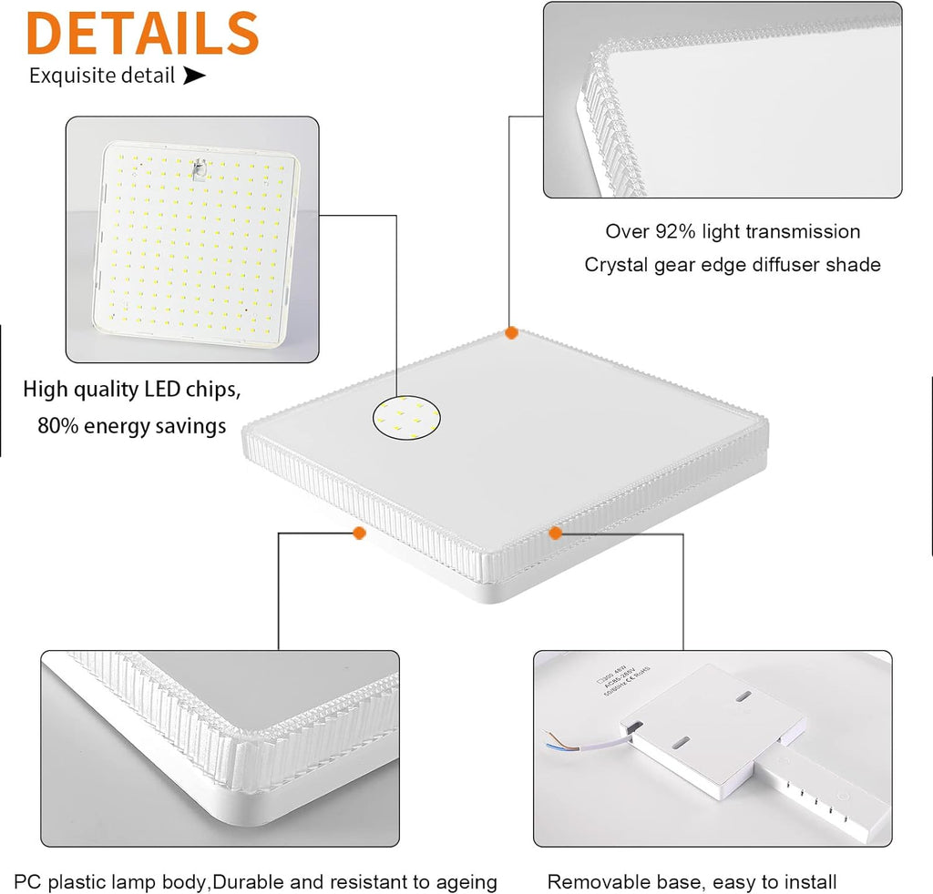 Flush Mount Ceiling Lights LED, 3000K (15cm 18W)