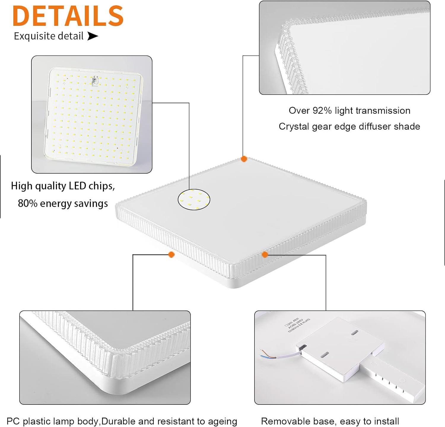 Flush Mount Ceiling Lights LED, 3000K (15cm 18W)