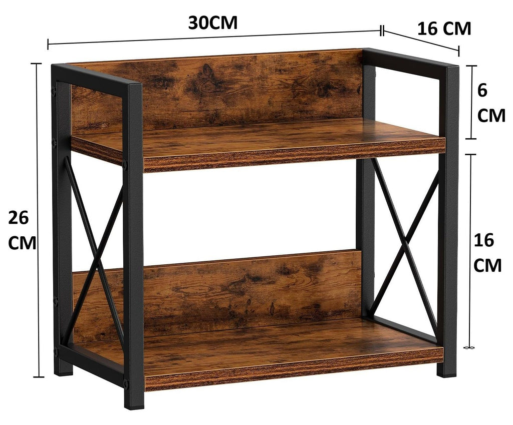 CARLA HOME 2-Tier Countertop Shelf Organizer Rustic Wood Kitchen Spice Rack for Storage, Condiments & Cabinet Organization