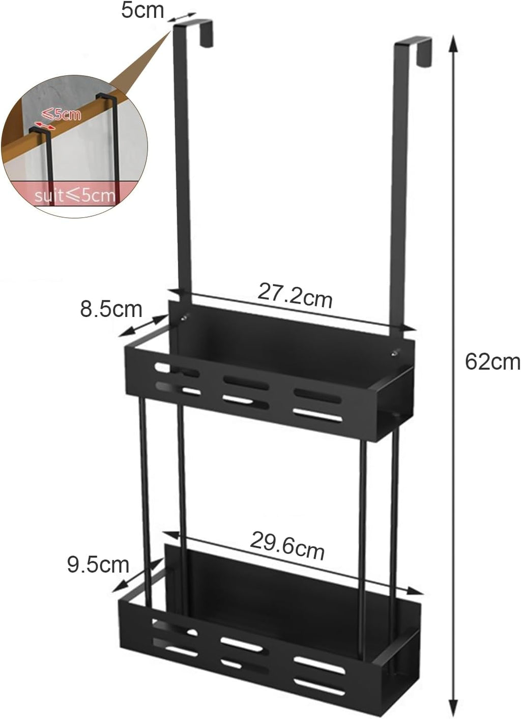 CARLA HOME Over the Door 2-tier Shower Caddy Organizer Shelf with Hooks for Bathroom