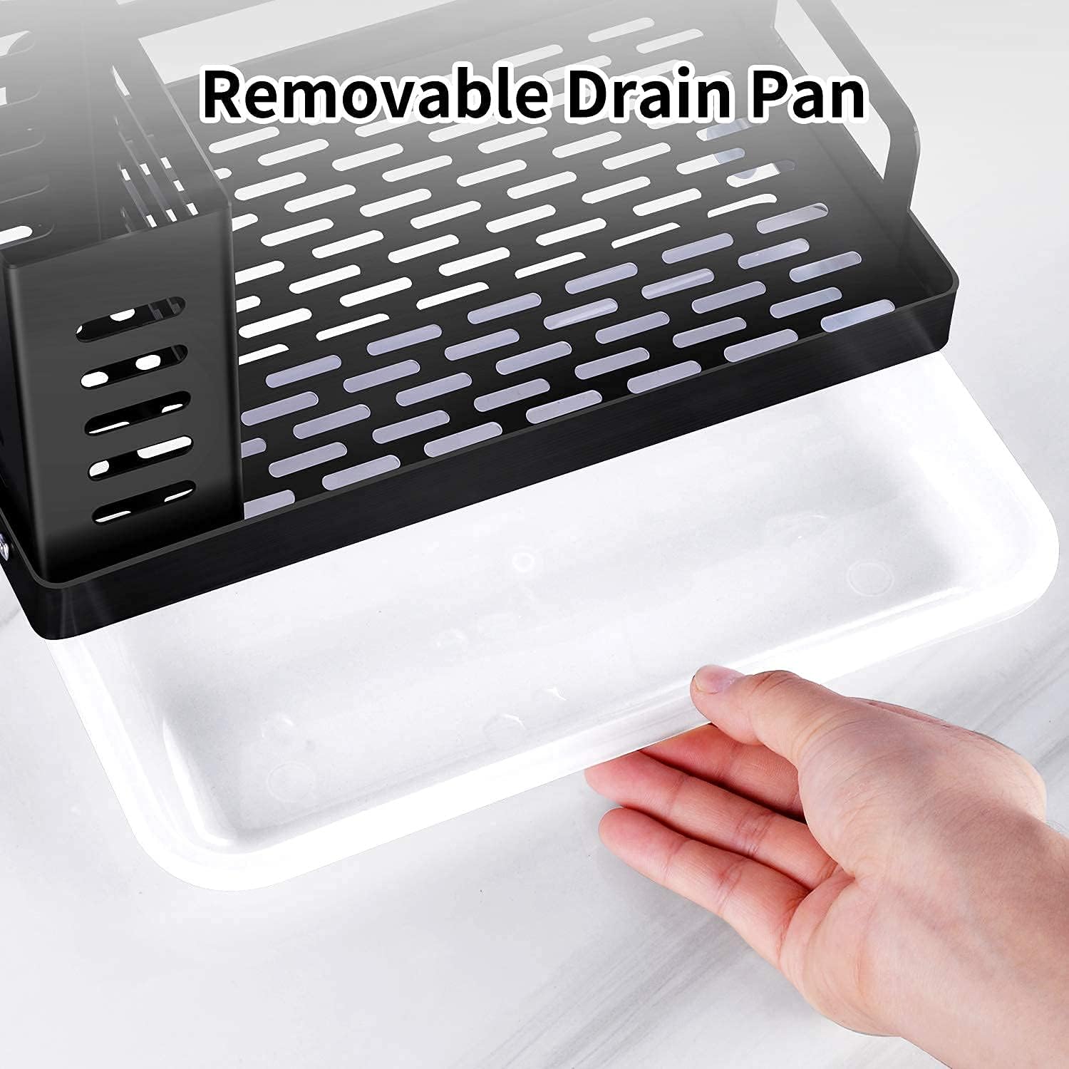 CARLA HOME Kitchen Sink Caddy Organizer with Sponge, Soap & Brush Storage and Rag Rack, Drain Tray & Utensil Holder