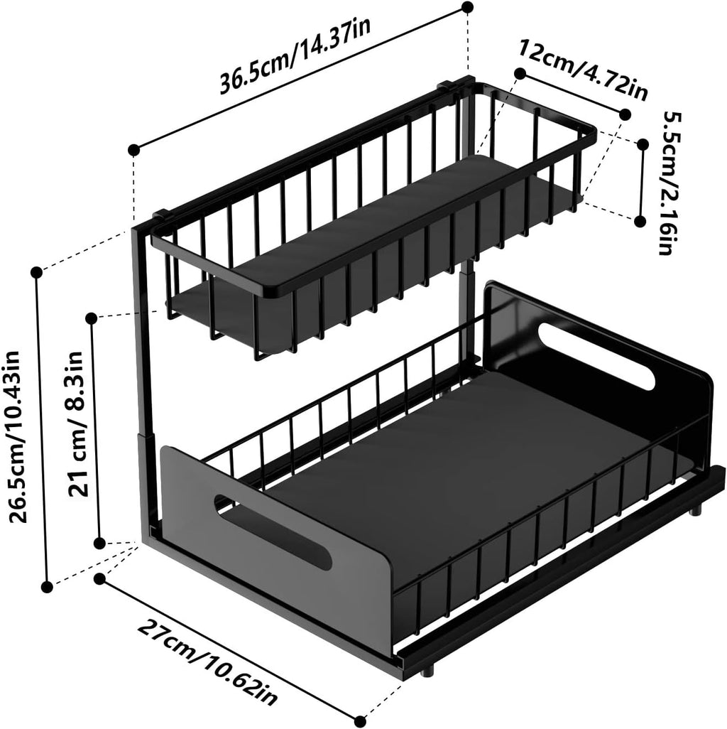 CARLA HOME 2 Pack Under Sink Organiser with Sliding Drawers for Kitchen & Bathroom