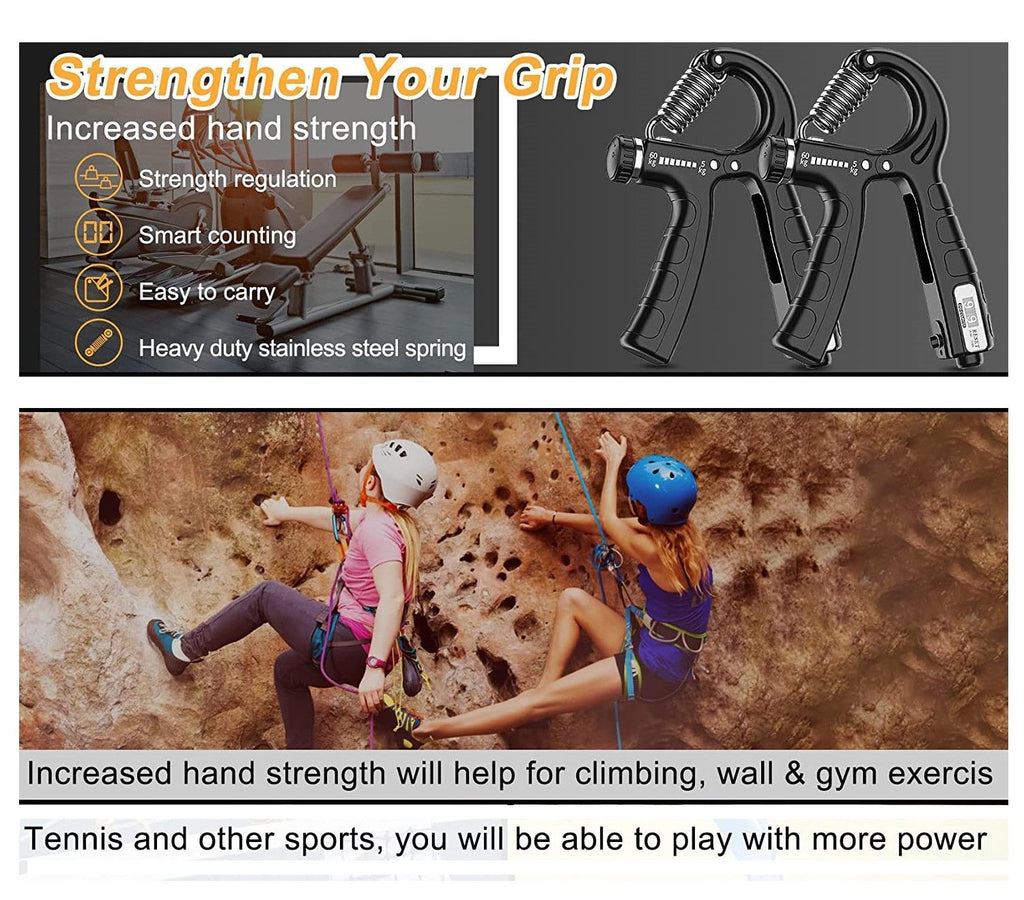 2 Pack Adjustable Hand Grip Strengthener for Hand Grip Strength and Wrist Rehabilitation (Resistance 5-60 kg)