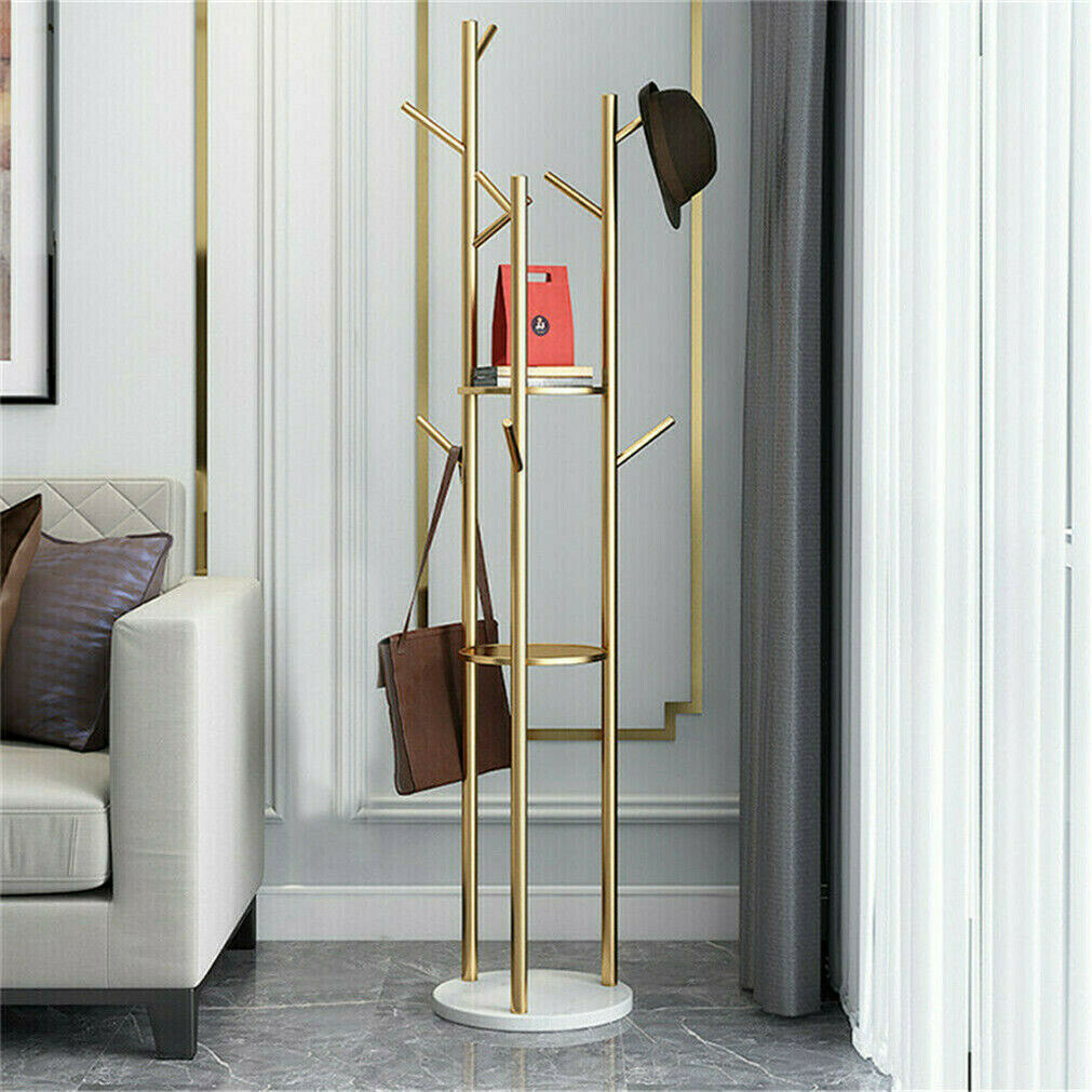 Marble & Metal Coat Rack Stand Heavy Duty
