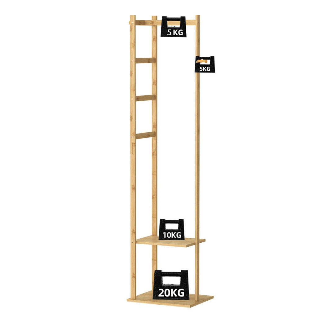 Bamboo Coat & Hat Rack Stand Shoe Shelf Thicken Wooden Hanger