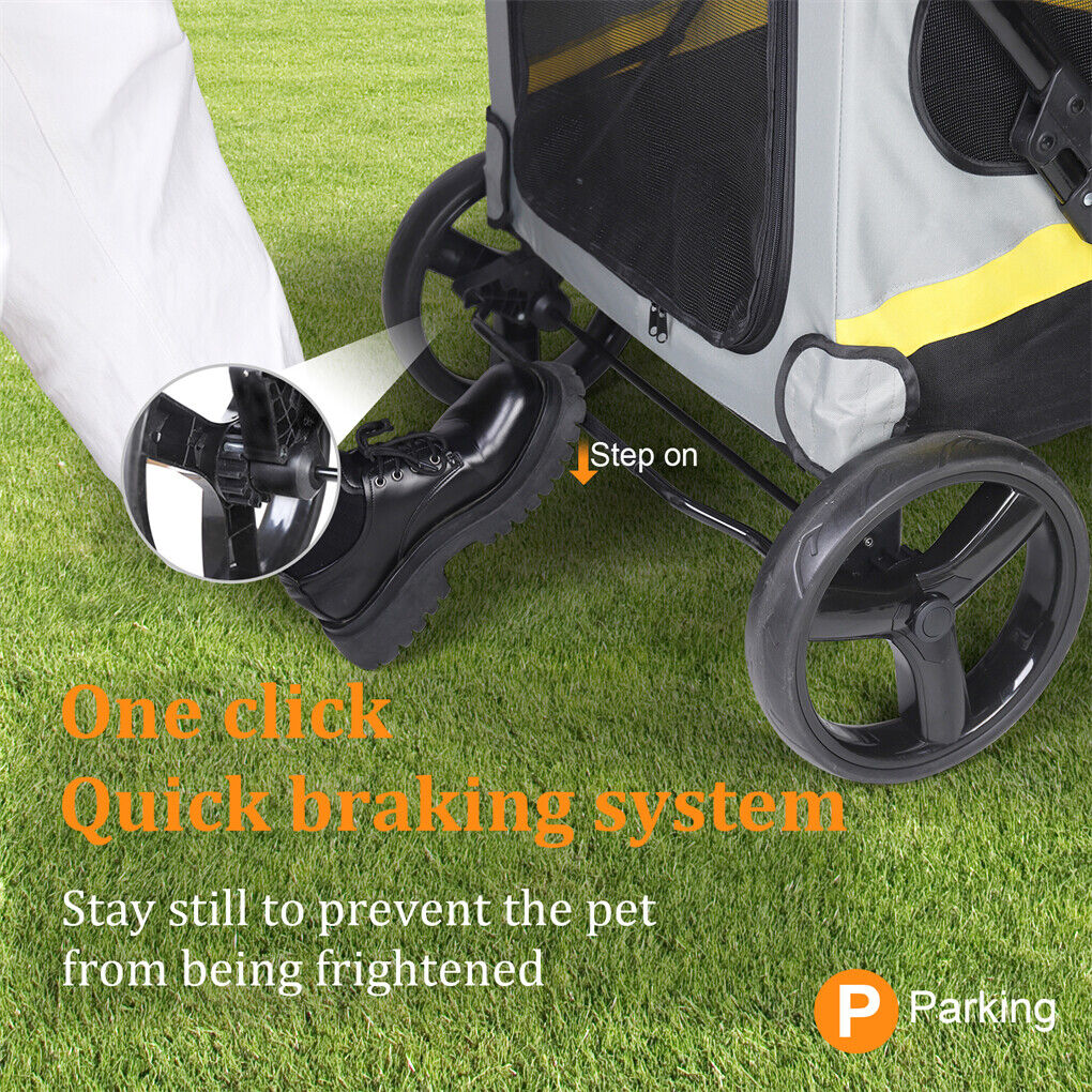 Dog Stroller w/ Rain Cover Foldable Pet Cart