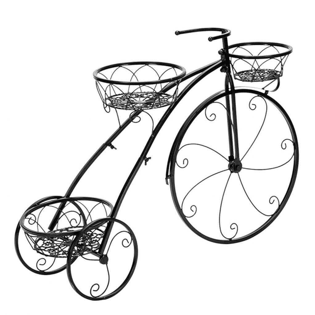 3-Tier Iron Bicycle Plant Stand Rack Tricycle Planter