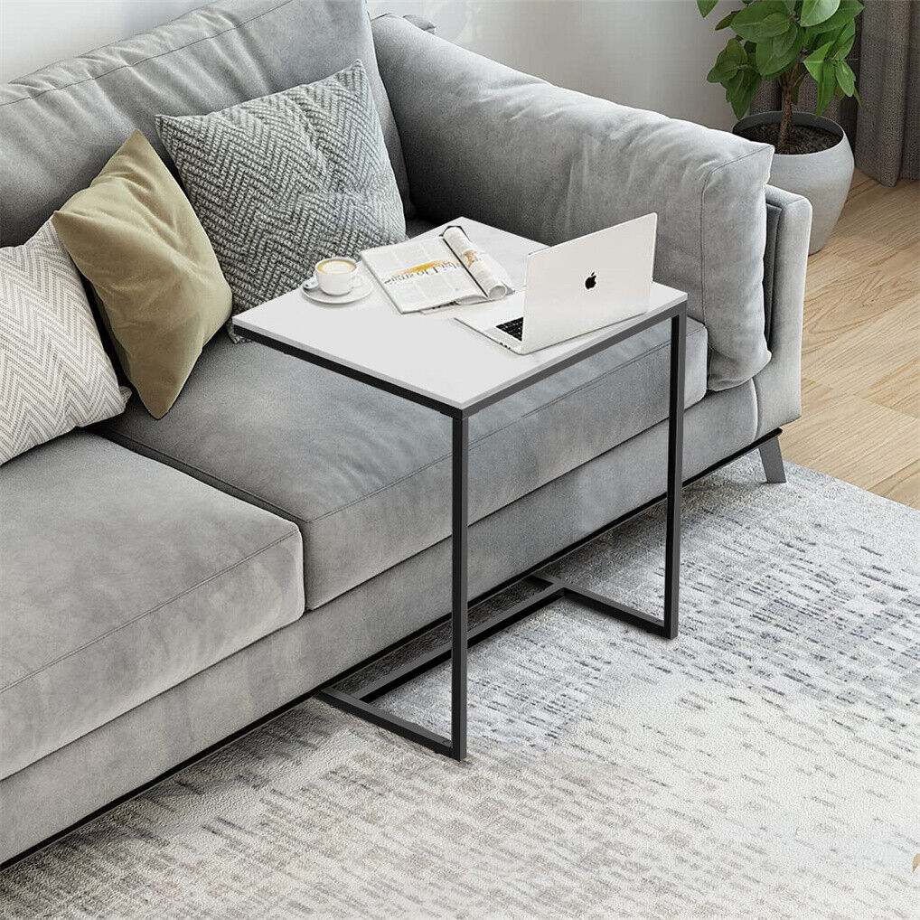 C Shape Sofa Side End Table Sintered Stone Black White