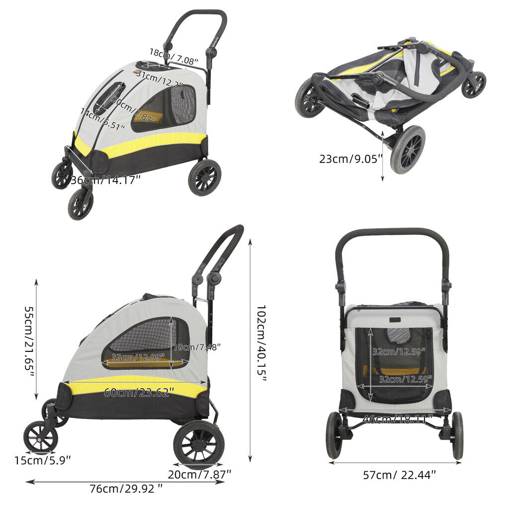 Dog Stroller Foldable Pet Travel Cart M Size