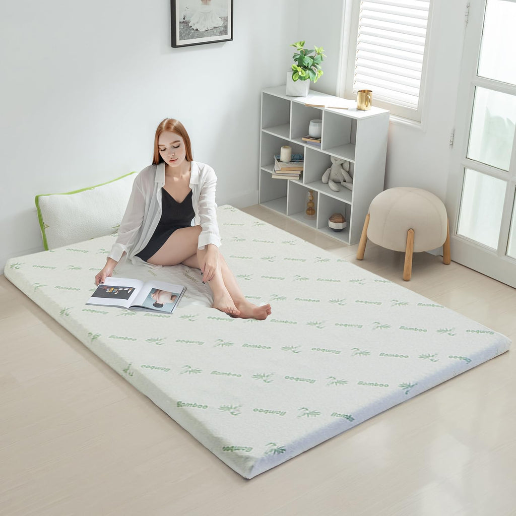 Double Bamboo Memory Foam Mattress Topper 7-Zone 8cm