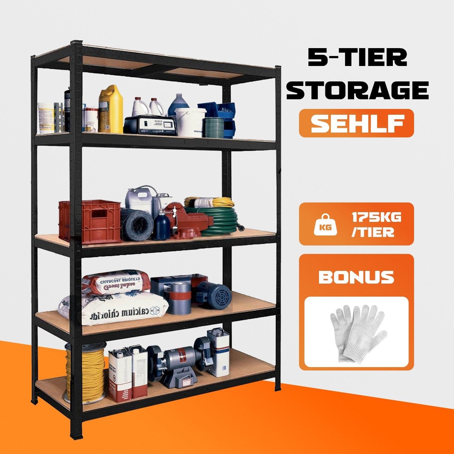 Heavy Duty Steel Warehouse Shelving Rack Storage 180cm