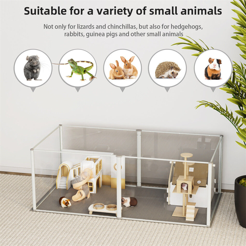 Clear Acrylic Dog Playpen 124x63x40CM, 6 Panels Cage