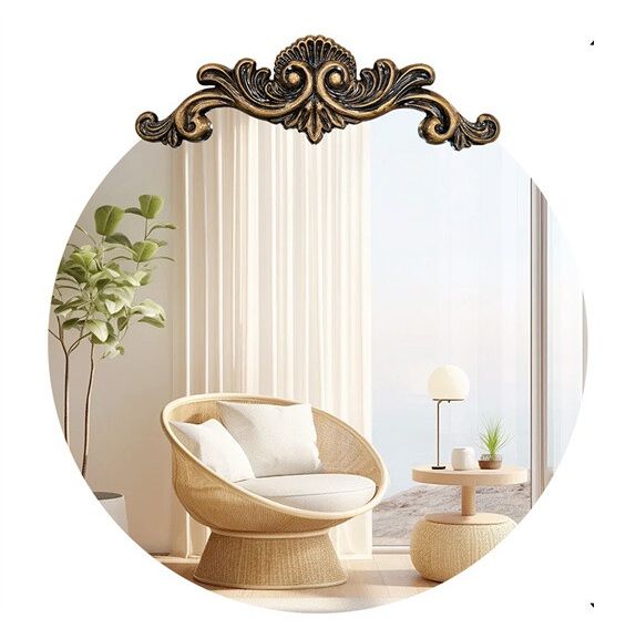 Baroque Antique Round Mirror 70x74.5 cm