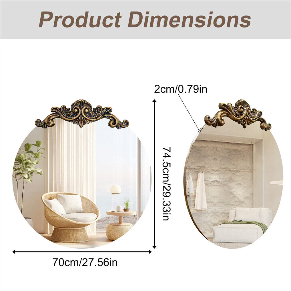 Baroque Antique Round Mirror 70x74.5 cm