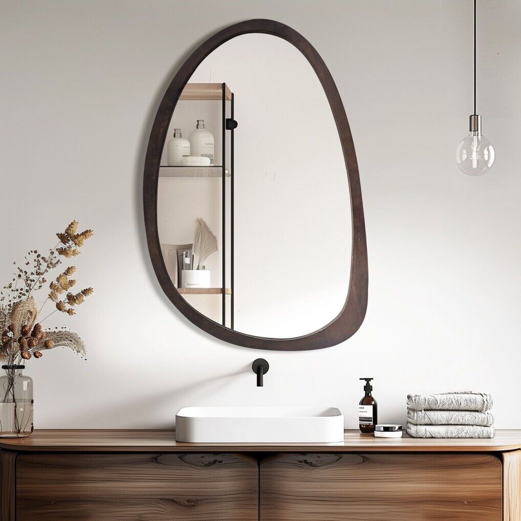 Antique Wooden Wall Mirror HD Odd Shaped Home Decor 50x70cm