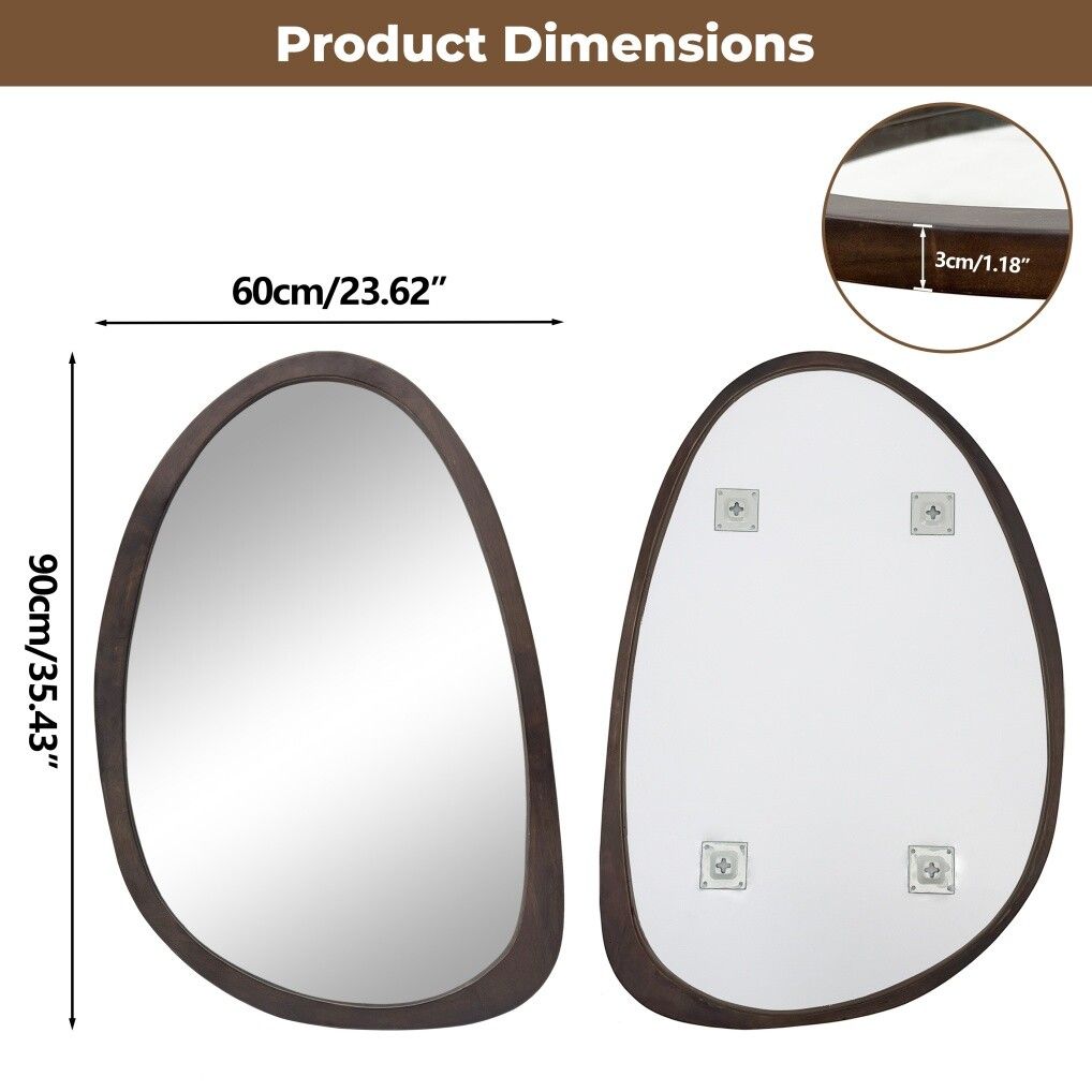 Antique Wooden Frame Wall Mirror HD 60x90cm