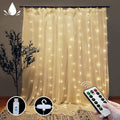 300 LEDs Window Curtain Fairy Lights 8 Modes and Remote Control for Bedroom (Warm White, 300 x 300cm)
