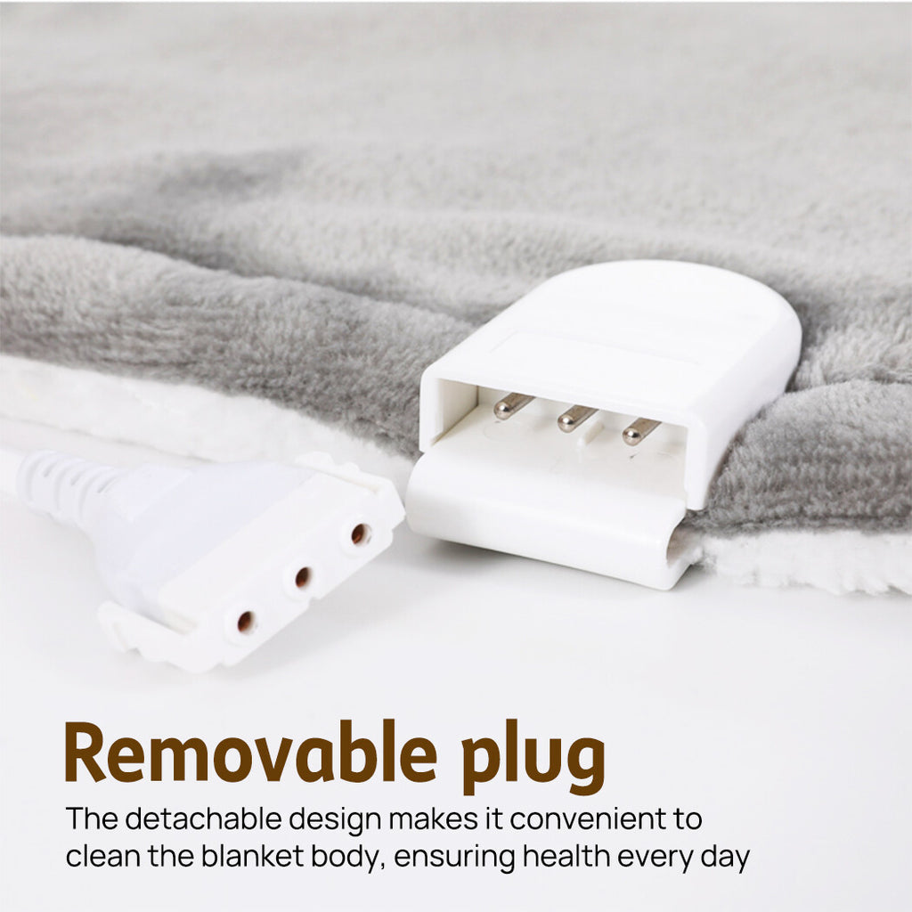 Double-side Flannel Heated Electric Throw Blanket Fast Heating Warm Washable gray