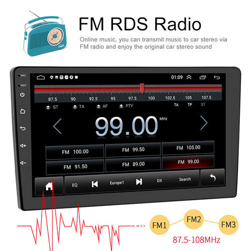 9" Car Radio 2 DIN GPS FM RDS WIFI w/ Rear Camera For Android Auto IOS CarPlay