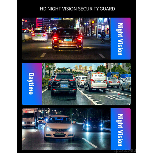 4-Channel Split 7" Screen Monitor w/4 Reversing Camera Kit for Truck Trailer Bus