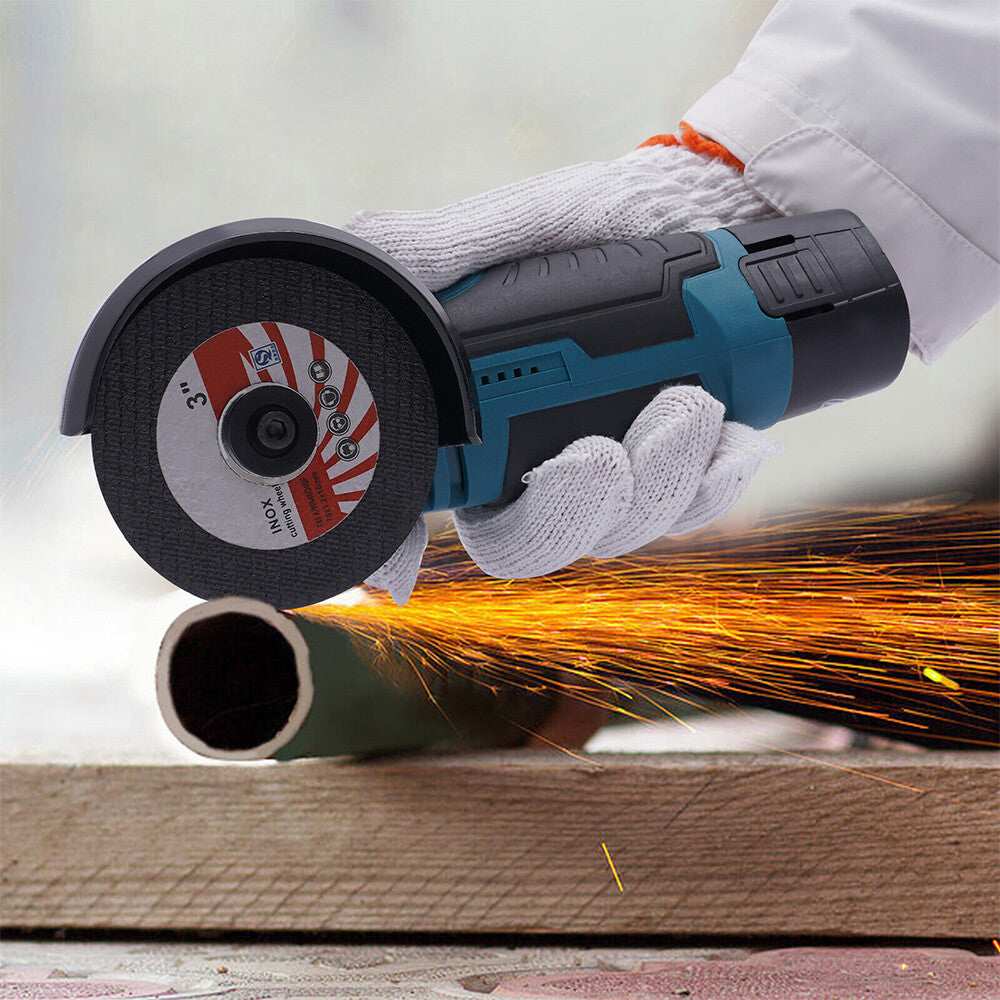 800W Mini Cordless Brushless Angle Grinder Cutting Tool W/ 2x Battery & Charger