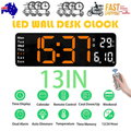 13" Orange Large Digital Big Jumbo LED Wall Desk Clock Display With Temperature Calendar