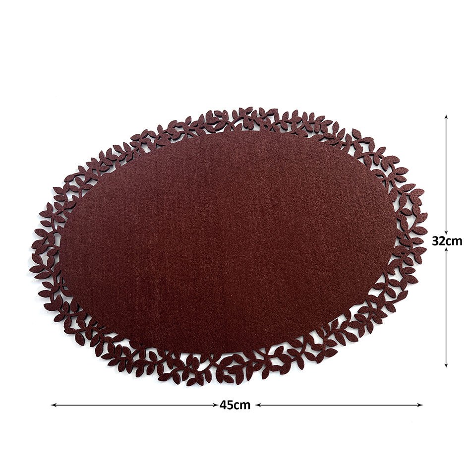 4Pc Leaf Edge Felt Placemats Heat Insulation Coffee Cup Mat Table Decor At First