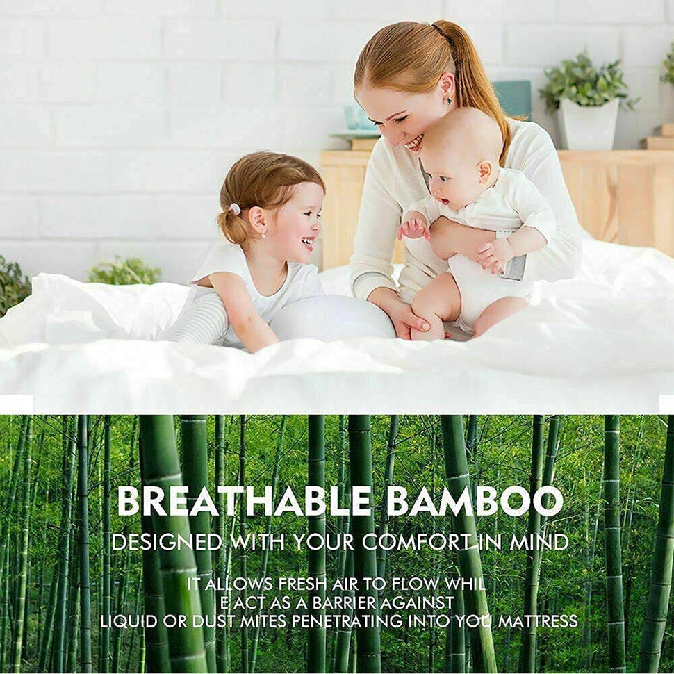 Bamboo Pillowtop Mattress Topper Luxury Bedding Mat Pad Protector Cover Queen 153 x 203 cm