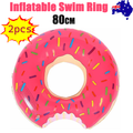 2pcs Pink Inflatable Giant Donut Raft Swim Ring Float Swimming Pool Beach Lounge Pink Coff 80CM