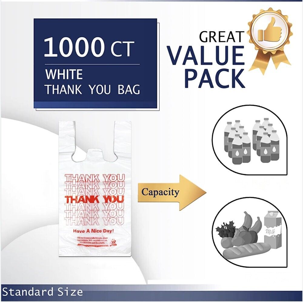 50X Plastic Shopping Bags - Reusable Recyclable Singlet Eco Grocery Carry Bag large