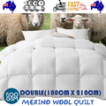 500 GSM Australian Merino Wool Quilt Duvet Doona Summer Winter Double 180cm x 210cm