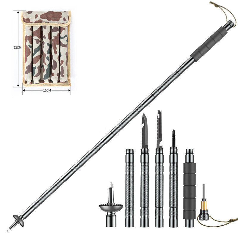 Multifunctional Hiking Trekking Poles Lightweight Collapsible Walking Stick AU