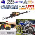 Quick Release Automatic Heavy Duty Retractable Ratchet Tie Down Strap black 25mm*3m