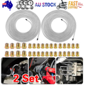 2 Packs 3/16 inch Brake Line Kit 25Ft Tube Rolls Zinc Steel with 32 Fittings NEW